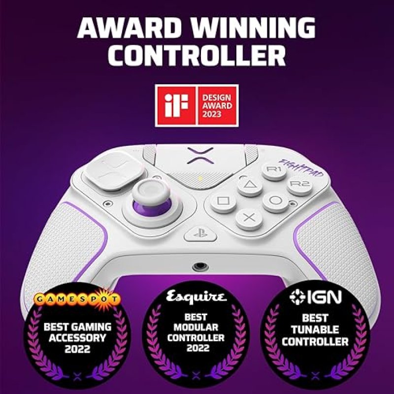 PDP VICTRIX PRO BFG WIRELESS GAMING CONTROLLER FOR PLAYSTATION 5 PS5 PS4 PC MODULAR ESPORTS GAMEPAD REMAPPABLE BUTTONS CUSTOMIZABLE TRIGGERS PADDLES D-PAD FIGHTPAD PC APP WHITE