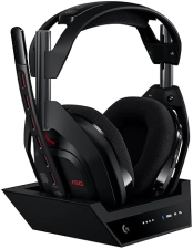 LOGITECH G ASTRO A50 WIRELESS GAMING HEADSET + BASE STATION FOR PS5 XBOX PC PLAYSYNC AUDIO SWITCHER 16 BIT/48KHZ CONSOLE 24 BIT/48 KHZ PC 24HR BATTERY 2.4GHZ BT BLACK