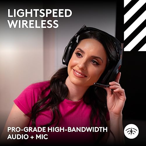 LOGITECH G ASTRO A50 WIRELESS GAMING HEADSET + BASE STATION FOR PS5 XBOX PC PLAYSYNC AUDIO SWITCHER 16 BIT/48KHZ CONSOLE 24 BIT/48 KHZ PC 24HR BATTERY 2.4GHZ BT BLACK