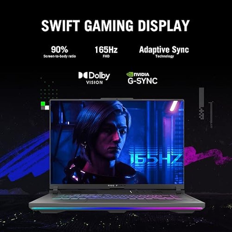 ASUS ROG STRIX G16 GAMING LAPTOP 165HZ DISPLAY NVIDIA GEFORCE RTX 4060 INTEL CORE I7-13650HX 16GB DDR5 1TB PCIE GEN4 SSD WI-FI 6E WINDOWS 11 G614JV-AS74