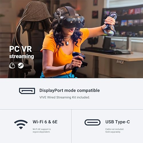 HTC VIVE FOCUS VISION VR HEADSET WITH DISPLAYPORT PC STREAMING KIT AND STARTER GAME PACK