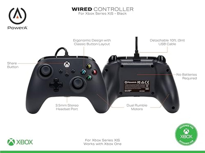 XBOX SERIES X|S BLACK GAMEPAD VIDEO GAME CONTROLLER WORKS WITH XBOX ONE