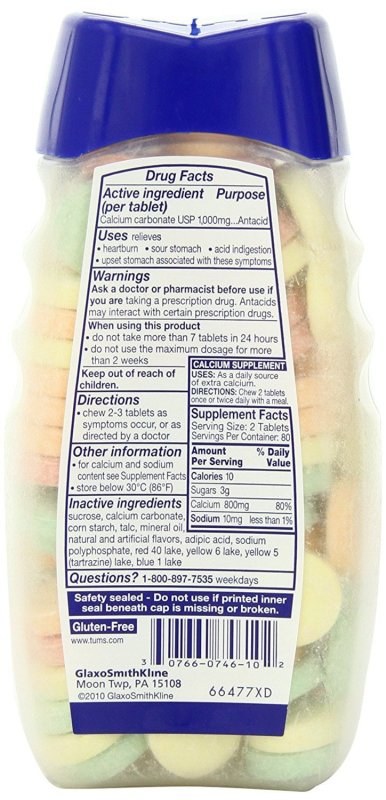 TUMS ULTRA 1000 ASSORTED FRUIT ANTACID TABLETS VALUE SIZE 160 COUNT PACK OF 2