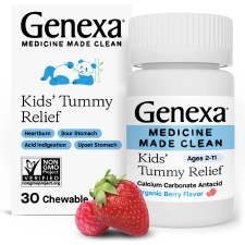 GENEXA KIDS CLEAN TUMMY RELIEF ANTACID CHEWABLES DYE FREE ORGANIC BERRY FLAVOR 30 CT