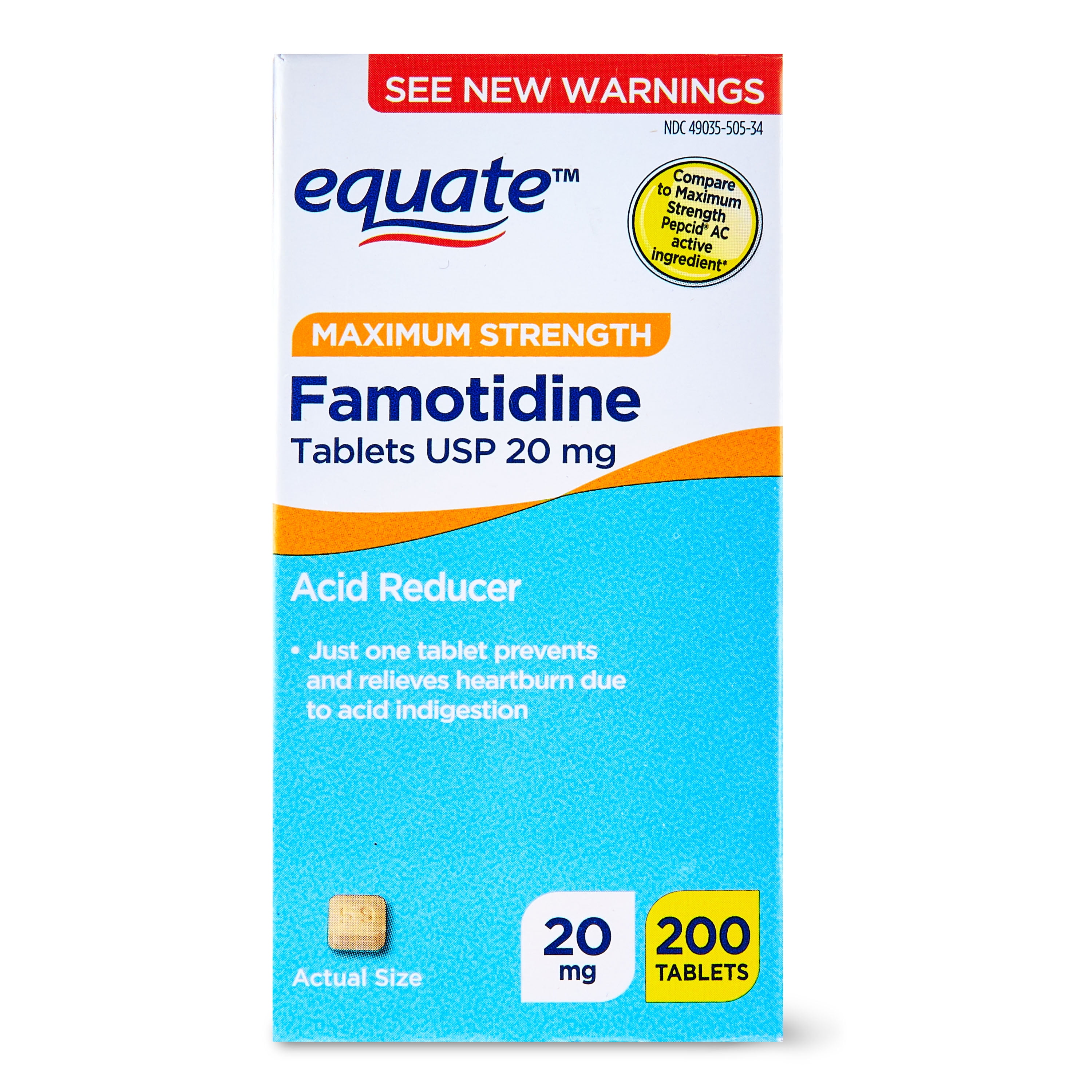EQUATE MAXIMUM STRENGTH FAMOTIDINE 20 MG 200 COUNT TABLETS