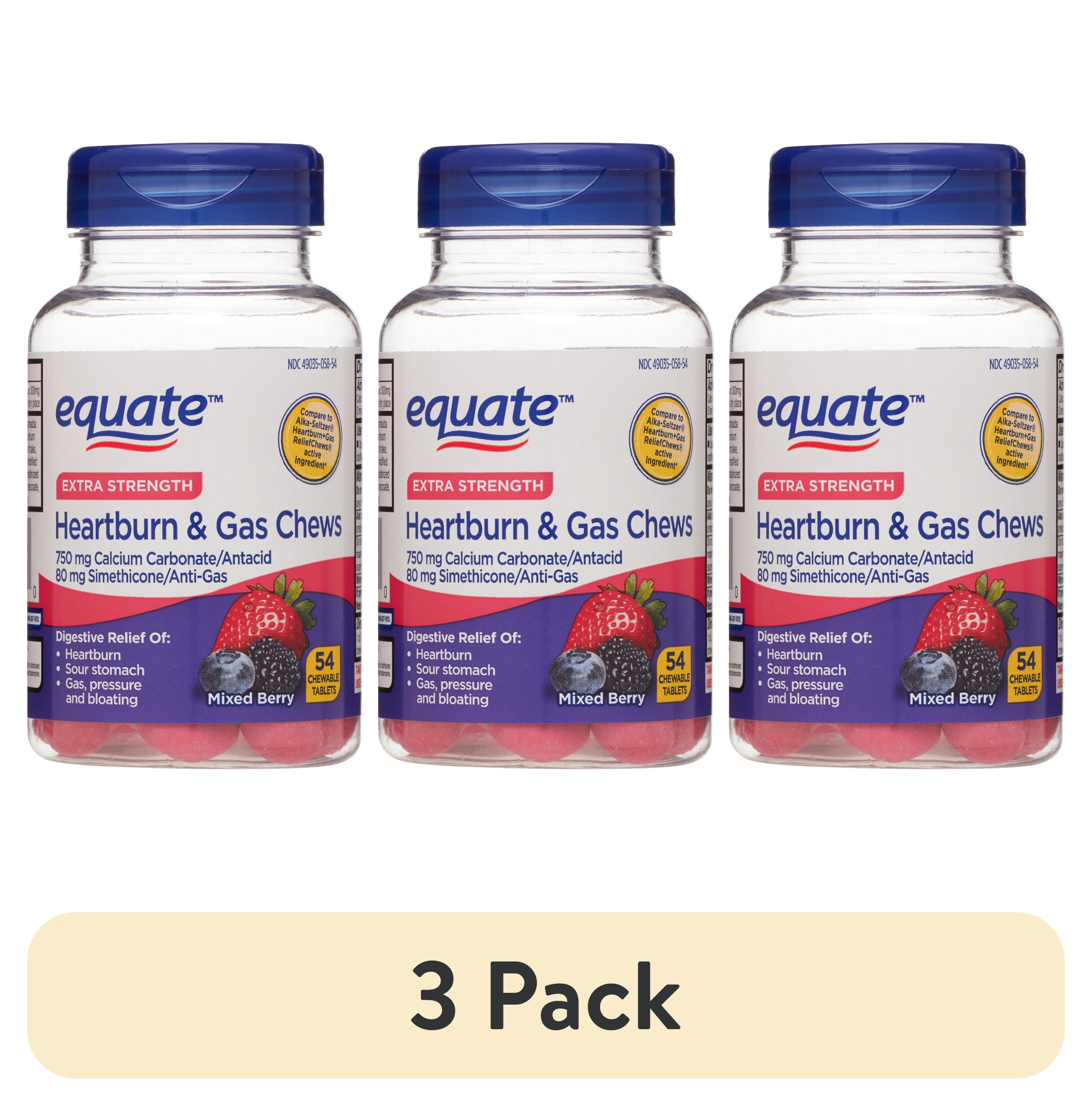 EQUATE EXTRA STRENGTH HEARTBURN GAS RELIEF CHEWS MIXED BERRY 54 CHEWABLE TABLETS