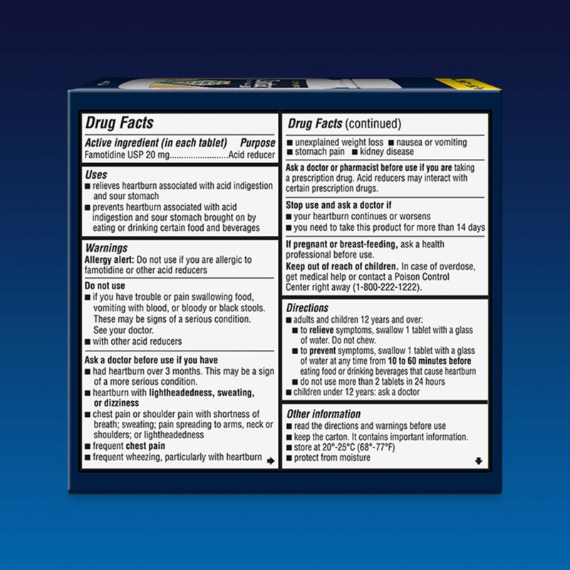 ZANTAC 360 MAX STRENGTH FAMOTIDINE ANTACID TABLETS HEARTBURN ACID REDUCER 20 MG 90 COUNT
