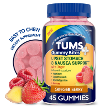 TUMS+ UPSET STOMACH NAUSEA SUPPORT GINGER BERRY 45 COUNT SUPPLEMENT