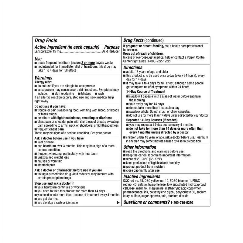 KS LANSOPRAZOLE 15MG ACID REDUCER 42 CAPSULES