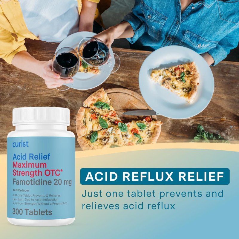 CURIST FAMOTIDINE 20MG 300 COUNT ACID REFLUX TABLETS MAXIMUM STRENGTH HEARTBURN RELIEF PILLS