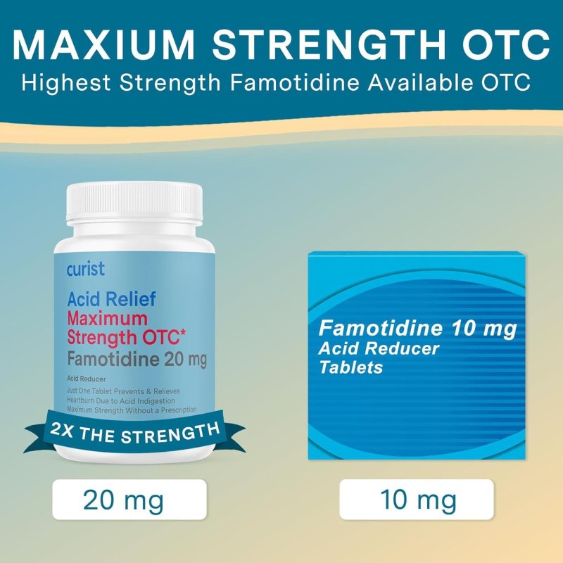 CURIST FAMOTIDINE 20MG 300 COUNT ACID REFLUX TABLETS MAXIMUM STRENGTH HEARTBURN RELIEF PILLS