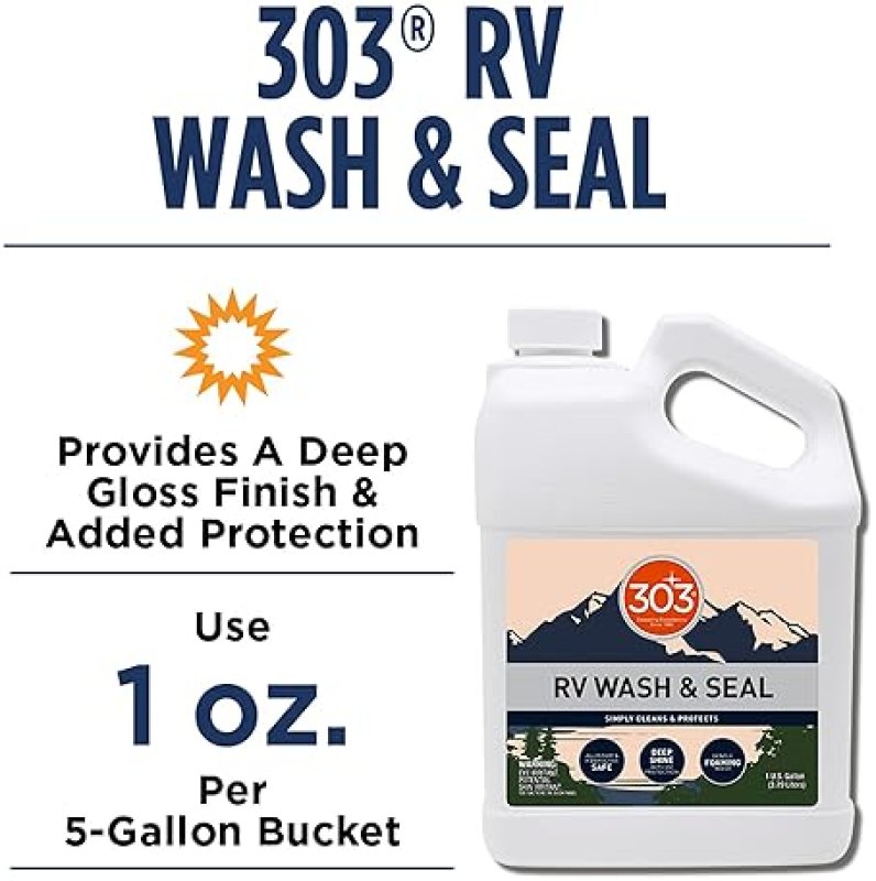 RV WASH SEAL CLEAN STREAK-FREE PH NEUTRAL HIGH FOAMING FORMULA DEEP GLOSS FINISH ON RVS CAMPERS POP-UPS MOTORHOMES 1 GALLON 30240