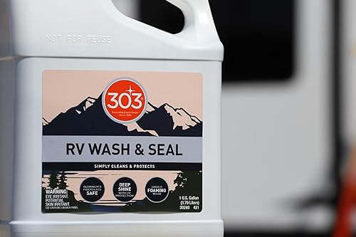 RV WASH & SEAL CLEAN STREAK-FREE FINISH PH NEUTRAL HIGH FOAMING FORMULA DEEP GLOSS ON RVS CAMPERS POP-UPS MOTORHOMES 1 GALLON 30240