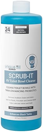 POWERFUL RV TOILET BOWL CLEANER LIQUID - ELIMINATES ODORS, STAINS & DEBRIS - SAFE FOR ALL TOILETS - 24 OZ"