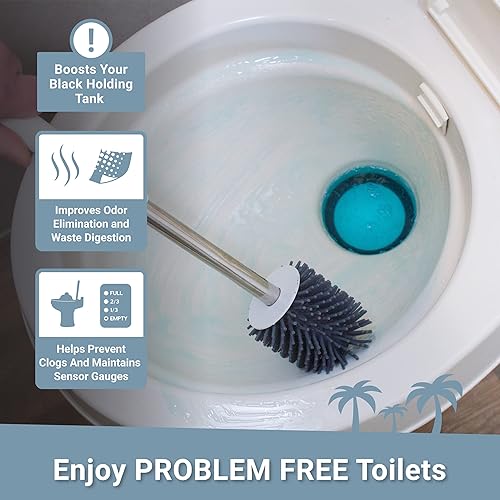 POWERFUL RV TOILET BOWL CLEANER LIQUID - ELIMINATES ODORS, STAINS & DEBRIS - SAFE FOR ALL TOILETS - 24 OZ"