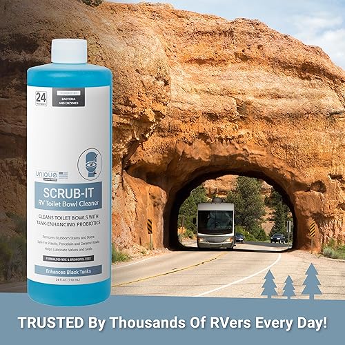 POWERFUL RV TOILET BOWL CLEANER LIQUID - ELIMINATES ODORS, STAINS & DEBRIS - SAFE FOR ALL TOILETS - 24 OZ"