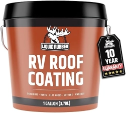 LIQUID RUBBER RV ROOF SEALANT PROFESSIONAL GRADE SOLAR REFLECTIVE FLEXIBLE WATERPROOF MEMBRANE COATING FOR EPDM TPO FIBERGLASS ALUMINUM CAMPER TRAVEL TRAILERS BRILLIANT WHITE 1 GALLON