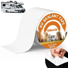 WELLUCK RV ROOF SEALANT TAPE 6 INCH X 50 FOOT NATURAL WHITE FOR ROOF REPAIR CAMPER TRAILER BOAT SEALING UV WATERPROOF