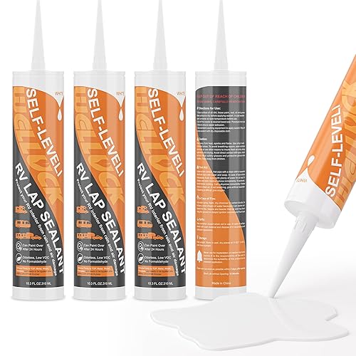 WELLUCK SELF LEVELING WHITE RV ROOF SEALANT FOR CAMPER MOTORHOMES TRAILERS WATERPROOF UV ADHESIVE 10.3OZ 4 PACKS