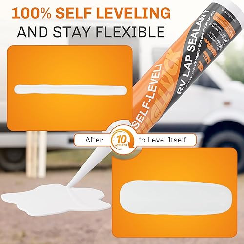 WELLUCK SELF LEVELING WHITE RV ROOF SEALANT FOR CAMPER MOTORHOMES TRAILERS WATERPROOF UV ADHESIVE 10.3OZ 4 PACKS
