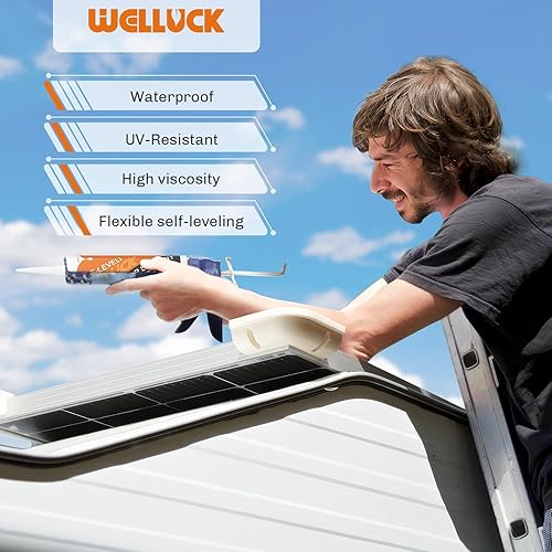 WELLUCK SELF LEVELING WHITE RV ROOF SEALANT FOR CAMPER MOTORHOMES TRAILERS WATERPROOF UV ADHESIVE 10.3OZ 4 PACKS