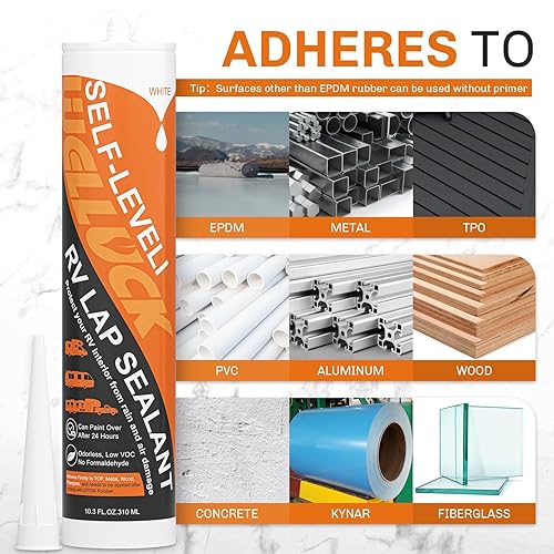WELLUCK SELF LEVELING WHITE RV ROOF SEALANT FOR CAMPER MOTORHOMES TRAILERS WATERPROOF UV ADHESIVE 10.3OZ 4 PACKS