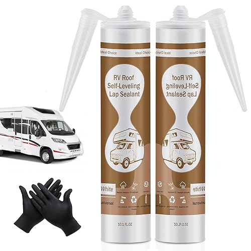 RV ROOF SEALANT SELF LEVELING FLEXIBLE CAULK FOR CAMPER TRAILER REPAIR WHITE 2 PACK
