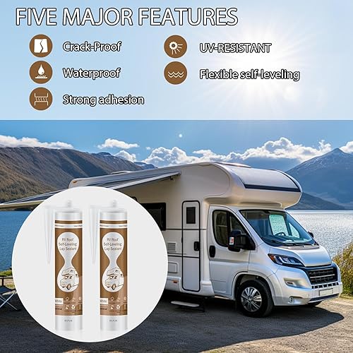RV ROOF SEALANT SELF LEVELING FLEXIBLE CAULK FOR CAMPER TRAILER REPAIR WHITE 2 PACK