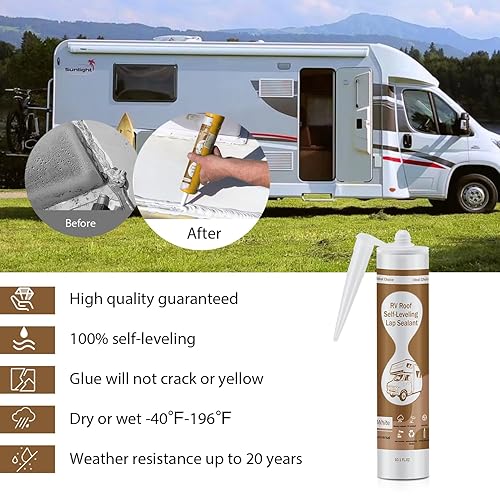 RV ROOF SEALANT SELF LEVELING FLEXIBLE CAULK FOR CAMPER TRAILER REPAIR WHITE 2 PACK