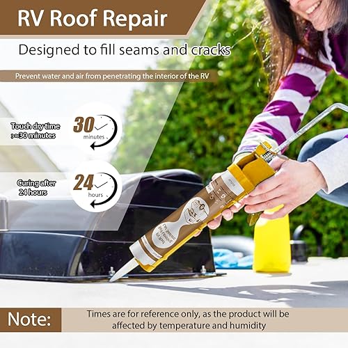 RV ROOF SEALANT SELF LEVELING FLEXIBLE CAULK FOR CAMPER TRAILER REPAIR WHITE 2 PACK