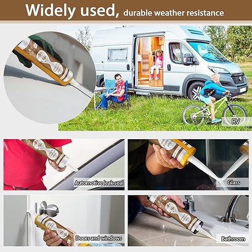 RV ROOF SEALANT SELF LEVELING FLEXIBLE CAULK FOR CAMPER TRAILER REPAIR WHITE 2 PACK