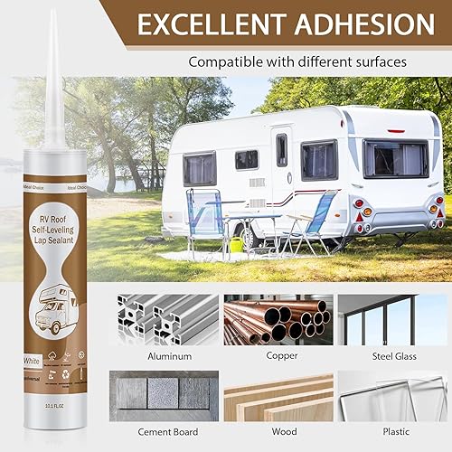 RV ROOF SEALANT SELF LEVELING FLEXIBLE CAULK FOR CAMPER TRAILER REPAIR WHITE 2 PACK
