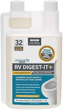 RV DIGEST-IT+ EXTRA STRENGTH ULTRA CONCENTRATE 32 TOILET TREATMENTS ELIMINATES SMELLS LIQUIFIES WASTE 32 OZ