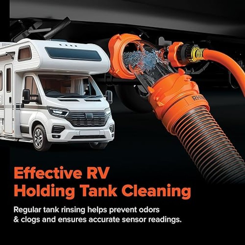 CAMCO RHINO BLASTER RV TANK RINSER BACKFLOW PREVENTER TOILET WASTE TANK CLEANING ESSENTIAL CAMPER SUPPLIES ODOR CONTROL SENSOR MAINTENANCE 39080