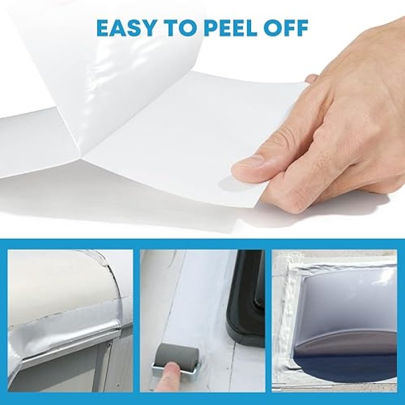KOHREE RV SEALANT TAPE 4 INCH X 50 FOOT WHITE WATERPROOF UV WEATHERPROOF ROOFING TAPE FOR RV REPAIR WINDOW BOAT TRUCK CAMPER ROOF LEAKS