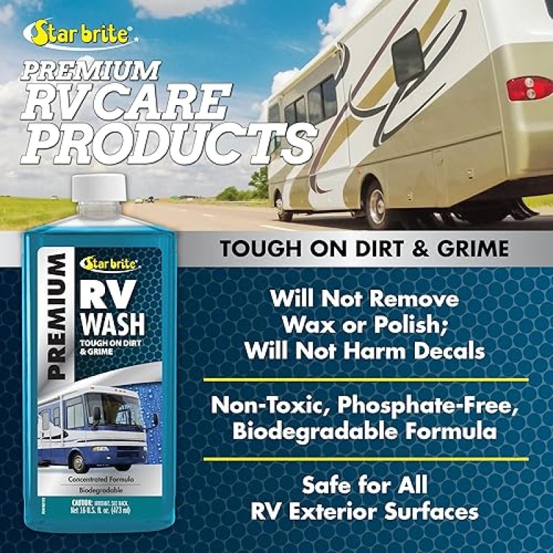 STAR BRITE PREMIUM RV WASH ULTIMATE EXTERIOR CLEANER FOR ROAD GRIME IDEAL FOR ALL CAMPER SURFACES 16 OZ
