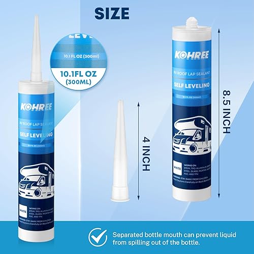 KOHREE RV ROOF SEALANT 2 PACK SELF-LEVELING LAP SEALANT WHITE RV CAULKING FOR ROOFING MAINTENANCE REPAIR