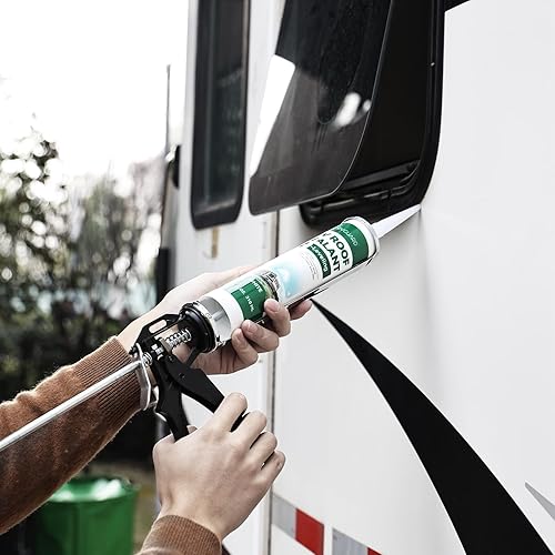 RVGUARD SELF-LEVELING FLEXIBLE RV CAULK SEALANT FOR ROOF REPAIR WHITE 4 PACK