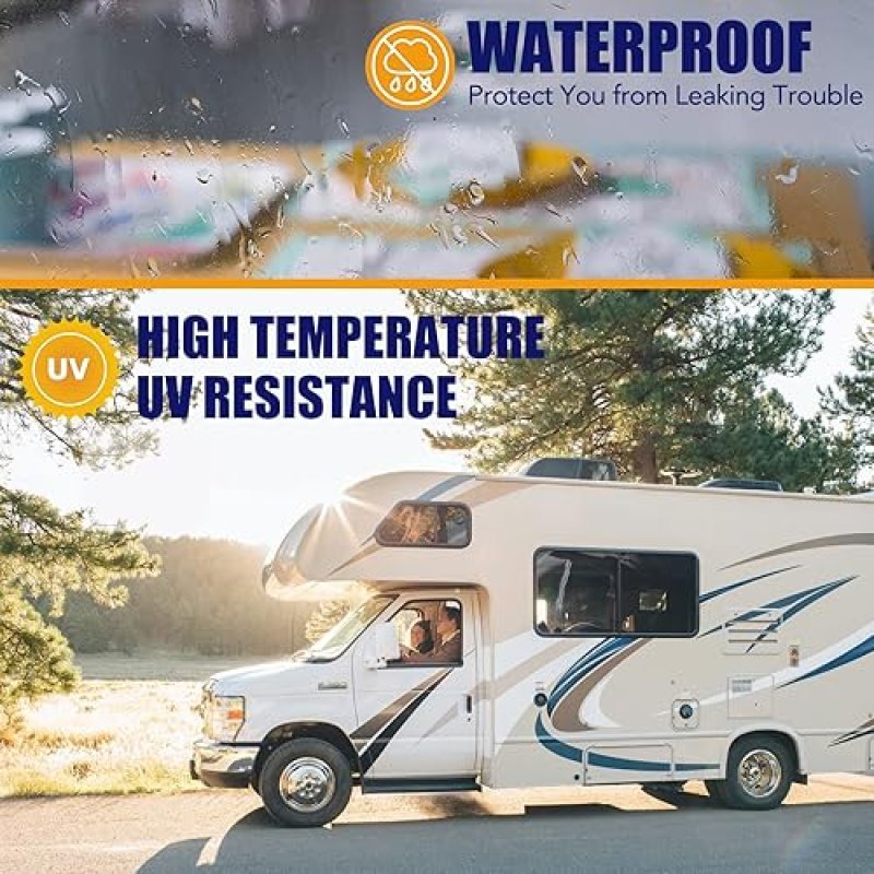 RV ROOF TAPE 4 INCH X 50 FEET UV WATERPROOF WHITE SEAL TAPE FOR RV REPAIR WINDOW BOAT SEALING TRUCK TRAILER ROOF SEALANT STOP CAMPER ROOF LEAKS