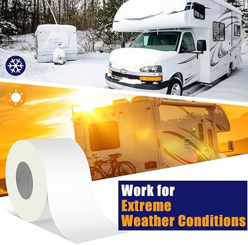RV ROOF TAPE 4 INCH X 50 FEET UV WATERPROOF WHITE SEAL TAPE FOR RV REPAIR WINDOW BOAT SEALING TRUCK TRAILER ROOF SEALANT STOP CAMPER ROOF LEAKS