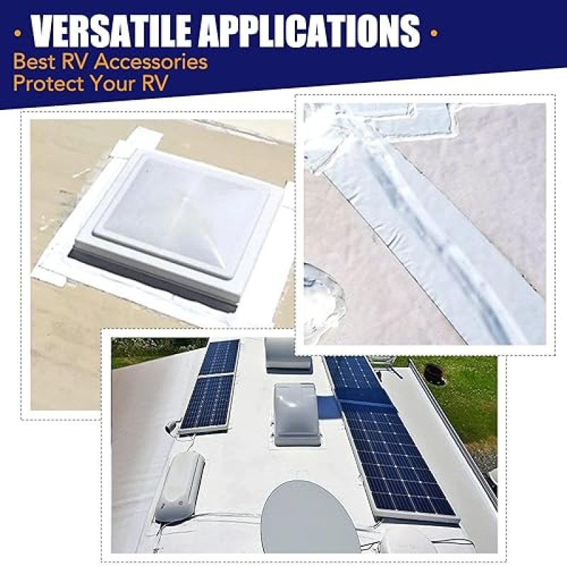 RV ROOF TAPE 4 INCH X 50 FEET UV WATERPROOF WHITE SEAL TAPE FOR RV REPAIR WINDOW BOAT SEALING TRUCK TRAILER ROOF SEALANT STOP CAMPER ROOF LEAKS