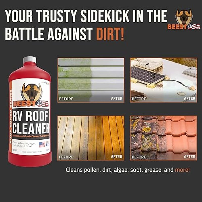 RV ROOF CLEANER SUPER CONCENTRATE 5 GALLONS RV CLEANER METAL ROOF CLEANER MOSS BEST RV RUBBER SEALANT RUBBER ROOF CLEANER RV ROOF WASH RV ROOF CLEANER DEGREASER 32OZ