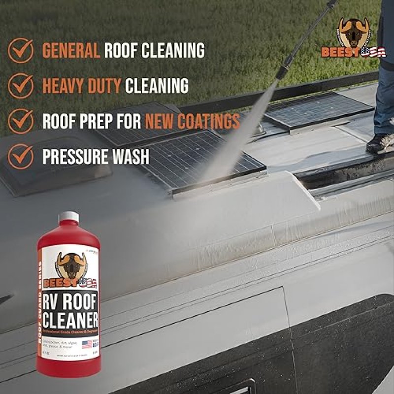 RV ROOF CLEANER SUPER CONCENTRATE 5 GALLONS RV CLEANER METAL ROOF CLEANER MOSS BEST RV RUBBER SEALANT RUBBER ROOF CLEANER RV ROOF WASH RV ROOF CLEANER DEGREASER 32OZ