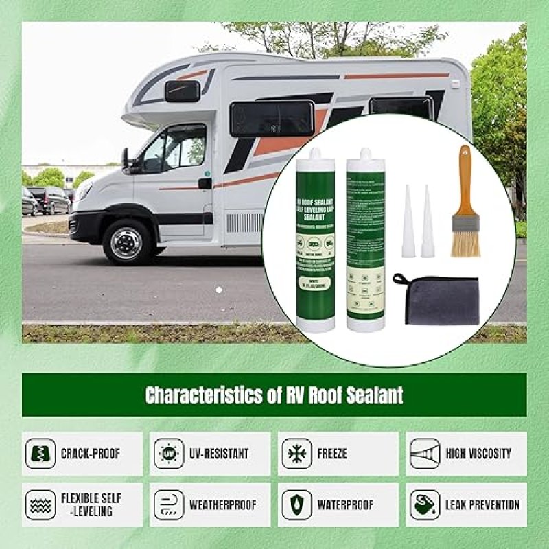 RV ROOF SEALANT SELF LEVELING LAP SEALANT MOTORHOMES CAMPERS TRAILERS REPAIR WHITE WATERPROOF FLEXIBLE 10.1FL.OZ 25 PACK