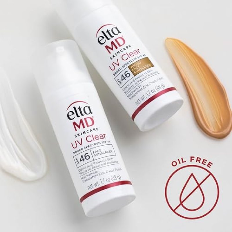 ELTAMD UV CLEAR TINTED FACE SUNSCREEN SPF 46 OIL FREE ZINC OXIDE DERMATOLOGIST RECOMMENDED 1.7 OZ