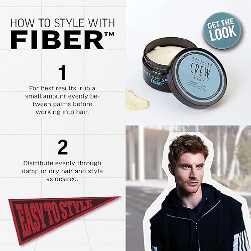 AMERICAN CREW MEN'S HAIR FIBER HIGH HOLD LOW SHINE 3 OZ - HAIR GEL ALTERNATIVE
