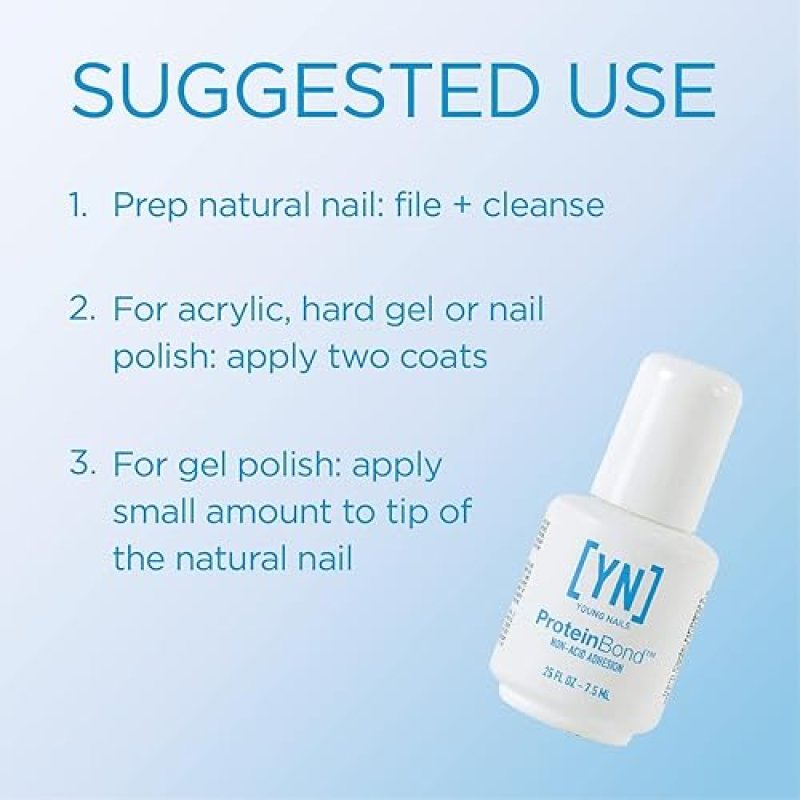 YOUNG NAILS PROTEIN BOND NON-ACIDIC NAIL PRIMER FOR GEL POLISH ACRYLIC PH BONDER DEHYDRATOR GEL NAILS 0.25 OZ