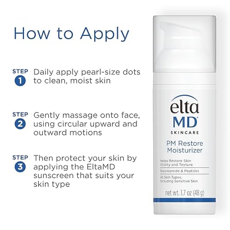 ELTAMD PM RESTORE FACE MOISTURIZER NIGHT RESTORES SKIN ELASTICITY VITALITY SAFE FOR ALL SKIN TYPES