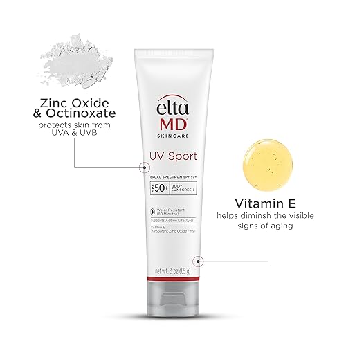 ELTAMD UV SPORT BODY SUNSCREEN SPF 50 SWEAT & WATER RESISTANT ZINC OXIDE OIL FREE FULL BODY SUNSCREEN
