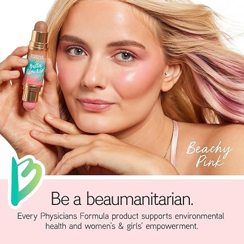 PHYSICIANS FORMULA BUTTER GLOW GO MULTIUSE STICK ULTRA-CREAMY RADIANT FINISH MURUMURU BUTTER VEGAN CRUELTY-FREE BEACHY PINK